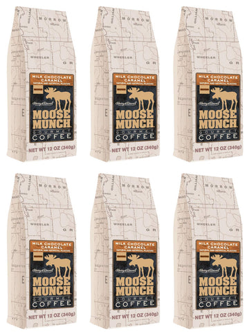 Moose Munch Gourmet Ground Coffee By Harry & David, 6/12 Oz Bags (Milk Chocolate Caramel)