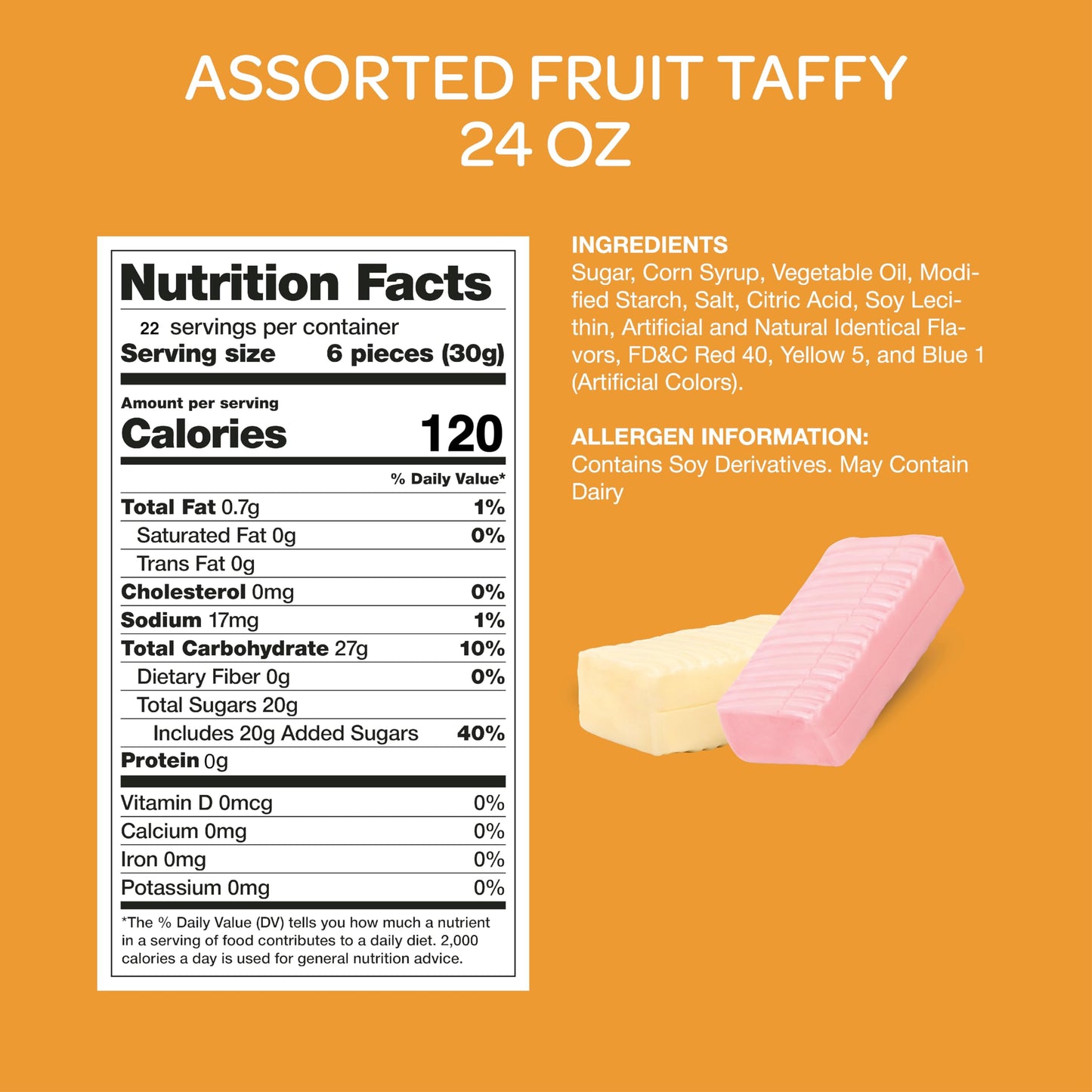 Assorted Taffy Candy - 1.5 Pound Bulk Pack (About 130 Count) - Fruit And Berry Flavors