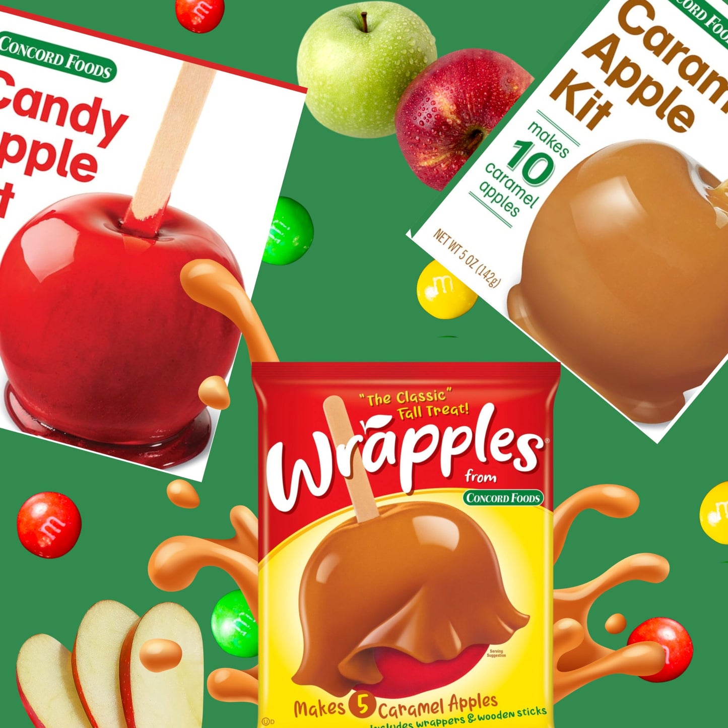 Concord Foods Caramel Apple Kit: Fall Favorite Treat - Indulge In Chewy Caramel Apples! Makes 10 Caramel Apples Per Box, 5 Oz (P
