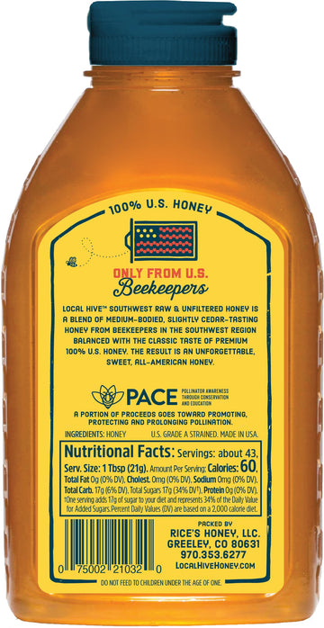 Local Hive Southeast Raw Unfiltered Honey 32Oz. 100% Us Honey Sourced From American Bees And Beekeepers.