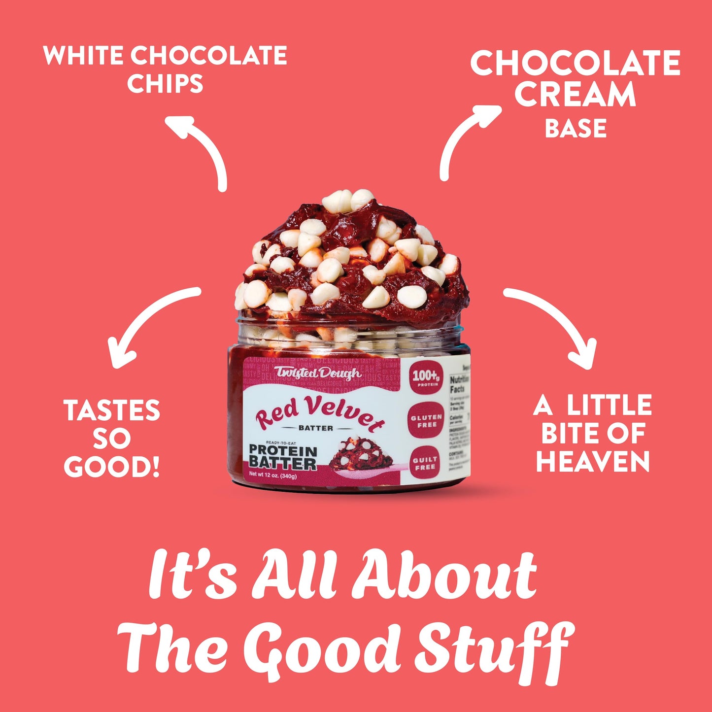 Twisted Dough - 2 Pack Red Velvet Protein Cookie Dough 2 Pack | Healthy Edible Dessert Dough | Smooth And Creamy | Protein Packe