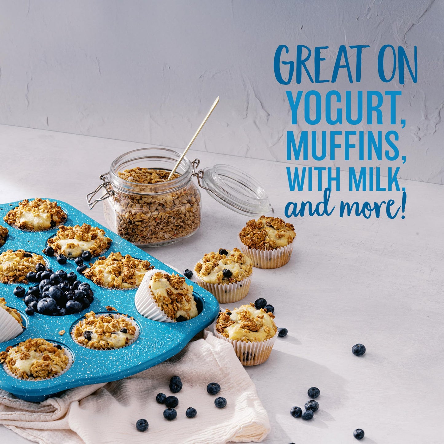 Oatsome Blueberry Protein Granola, 10G Protein, Gluten Free, Made With Whole Grain Organic Oats, Real Blueberries, & Hemp Seeds,