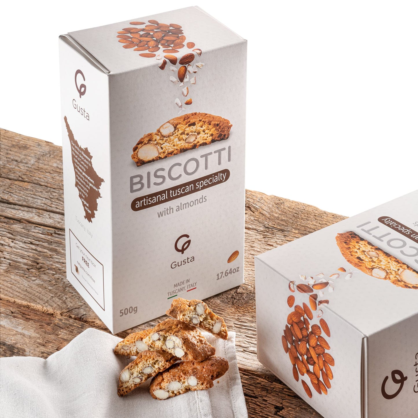 GUSTA Authentic Biscotti Cookies - Classic Almond - 1.10 lb - All Natural Italian