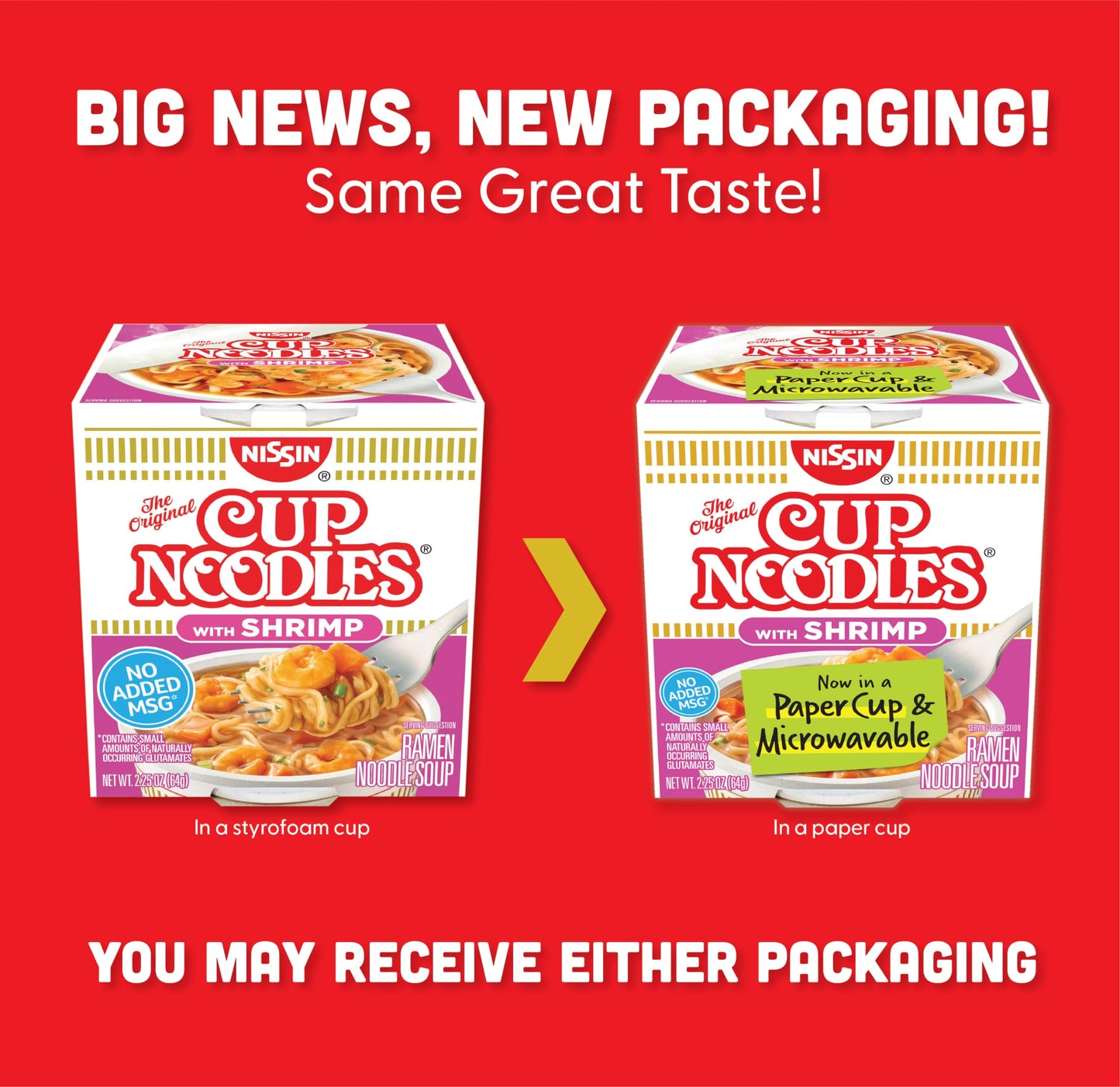 Kikkoman Nissin Cup Noodles Soup, Shrimp Flavor, Instant Ramen, 2.25 Ounce (Pack of 12)