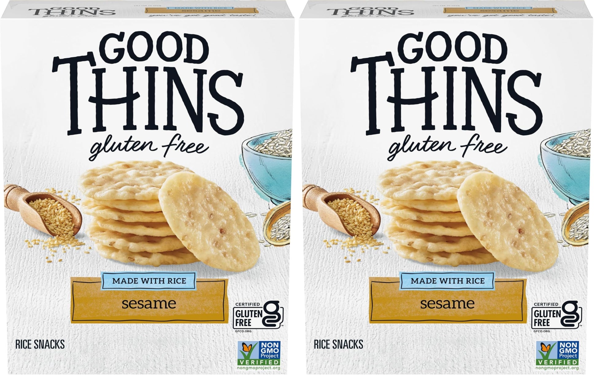 GOOD THINS Sesame Rice Snacks Gluten Free Crackers, Snack Crackers, 3.5 oz (Pack of 2)