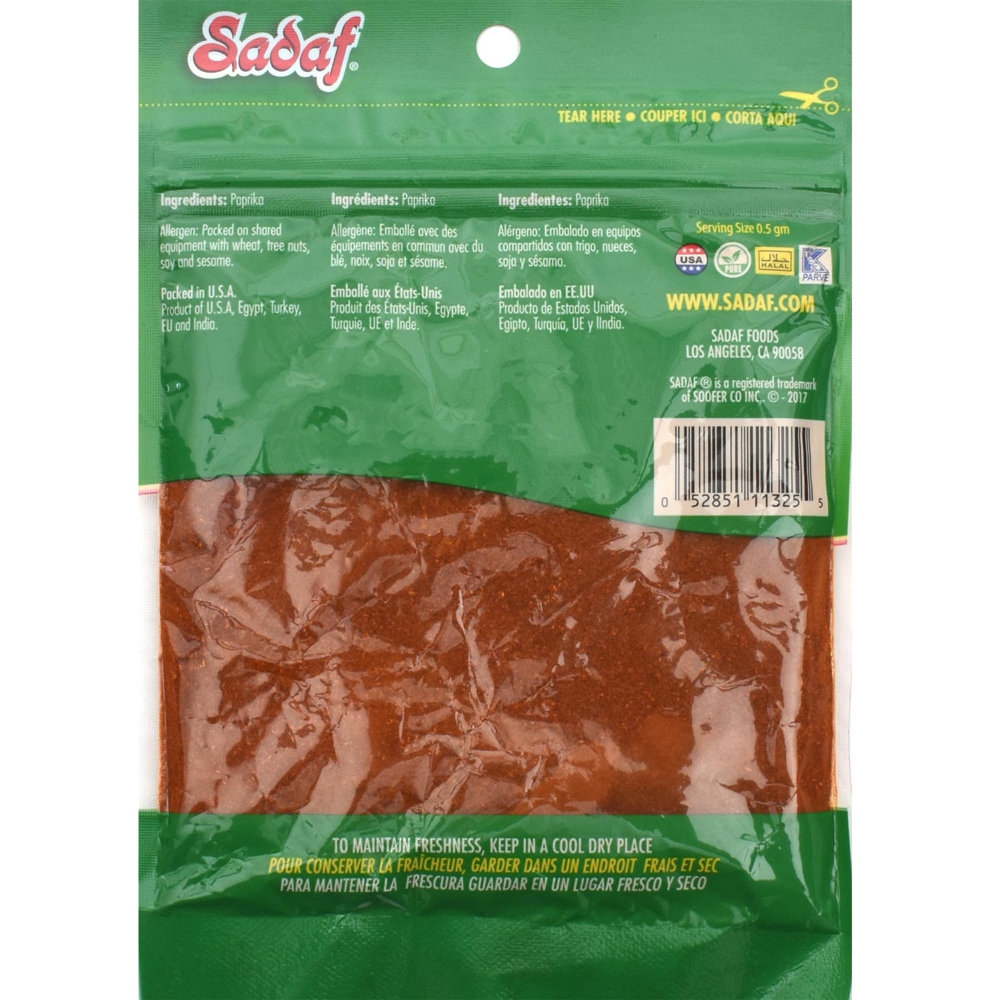 Sadaf Paprika Powder - Ground Paprika For Cooking & Food Seasoning - Paprika Spice - Kosher & Vegetarian - 2 Oz Resealable Bag