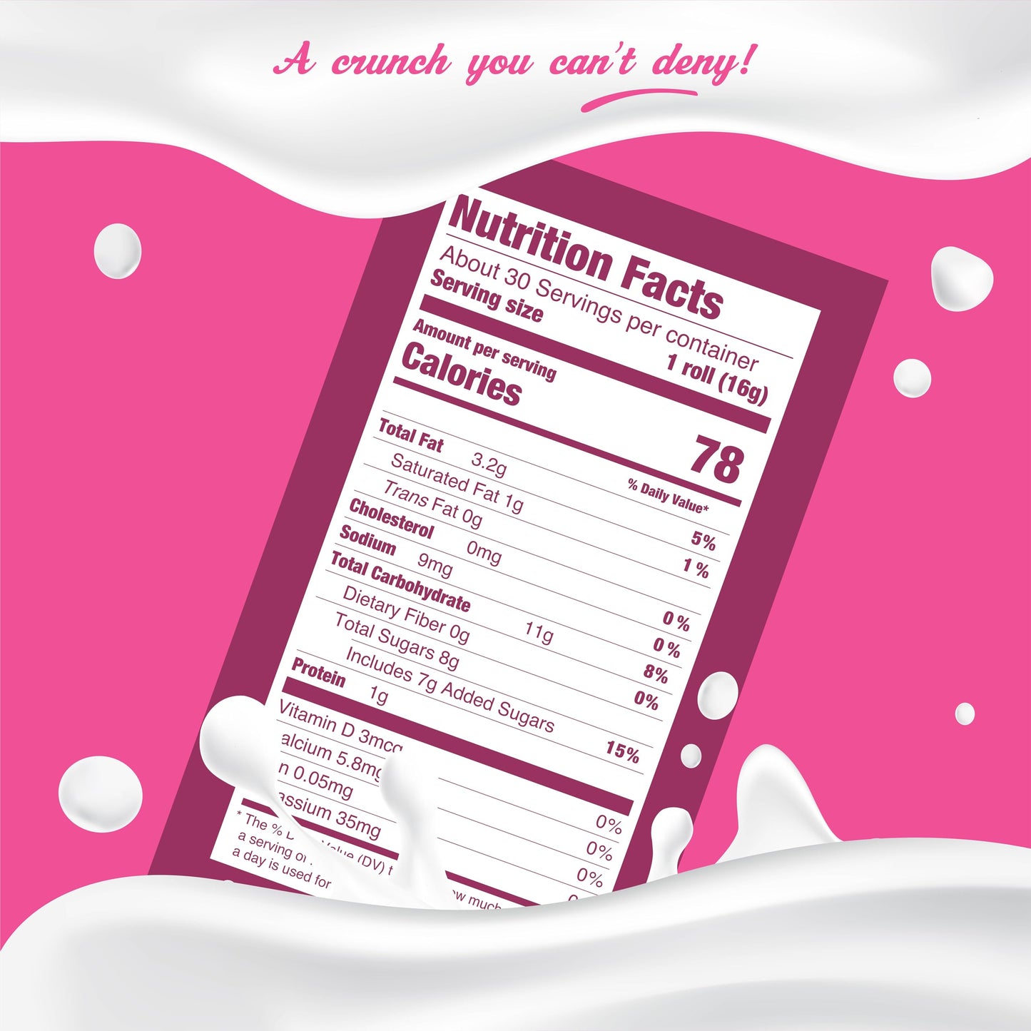 Got Milk? Wafer Rolls, Strawberry, Individually Wrapped, 17 oz, 30 Rolls, Retail Pack