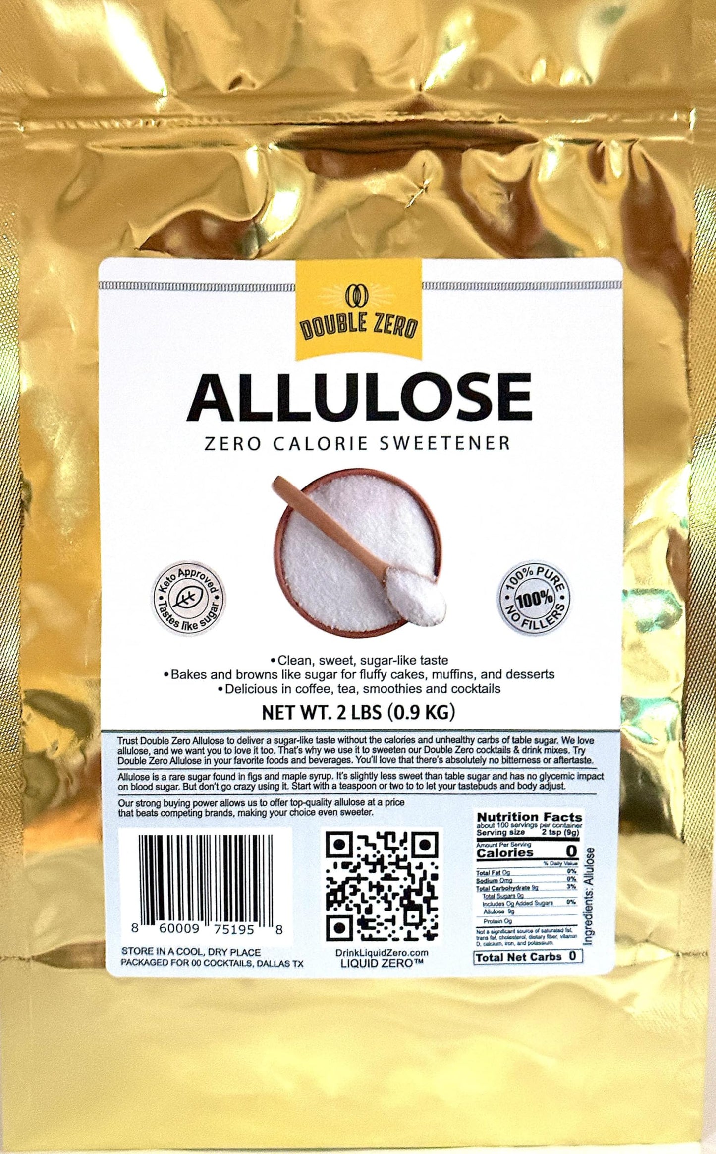 New! Allulose Sweetener – Zero Calorie, Organic Taste, Keto-Friendly – 2 Lb, Natural Sugar Substitute, Sugar Substitute Keto And Glp-1 Friendly Non-Glycemic For Healthy Baking Cooking Coffee Cocktails. Zero Sugar.