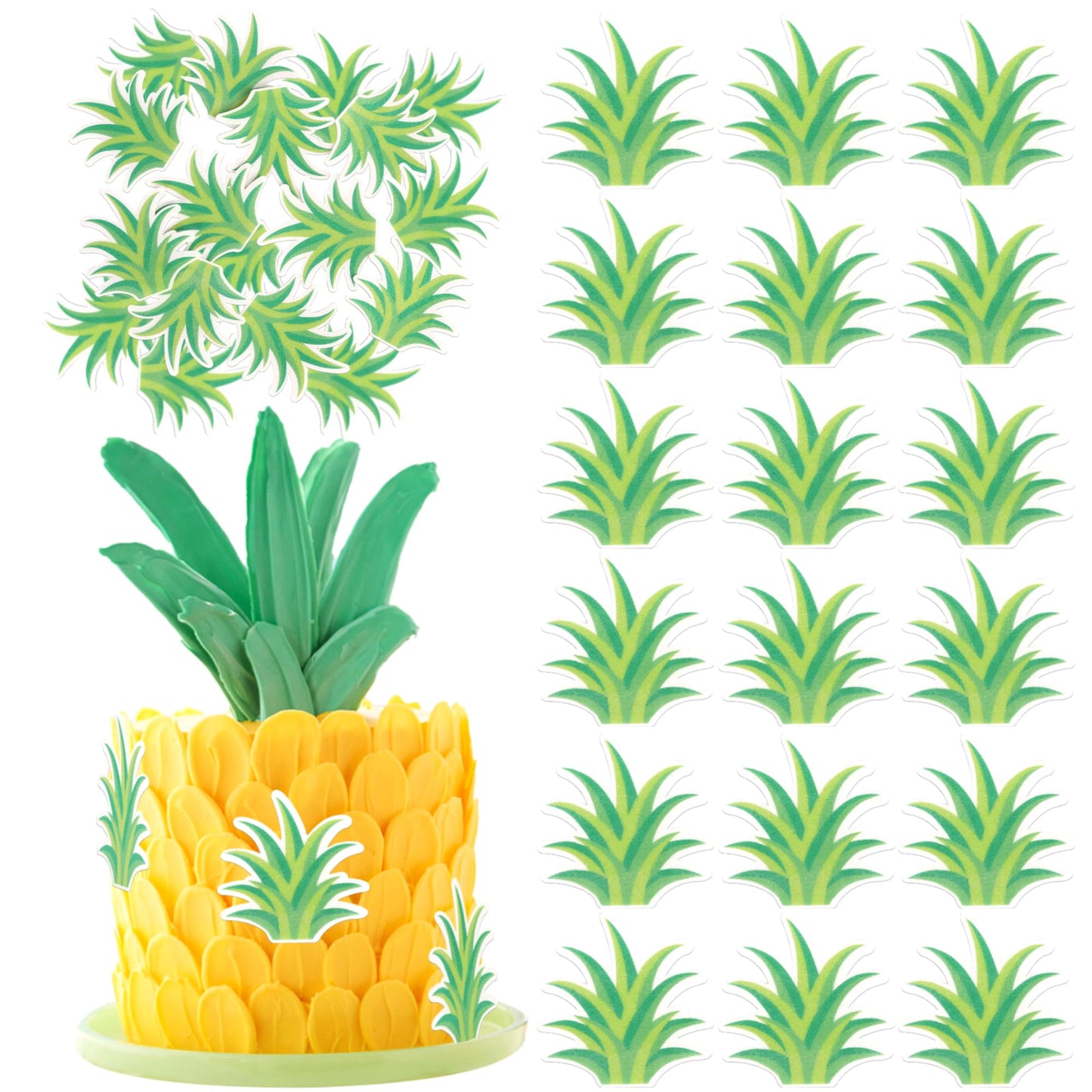 Rsstarxi Pineapple Cupcake Toppers 60 Pack Rice Paper Tropical Design 5 for Luau Hawaiian Baby Shower Birthday Party Decorations