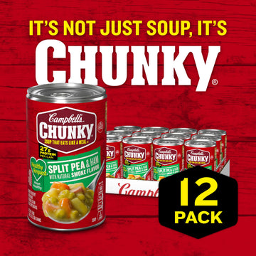 Campbells Chunky Healthy Request Soup, Split Pea Soup With Ham, 19 Oz Can (Case of 12)
