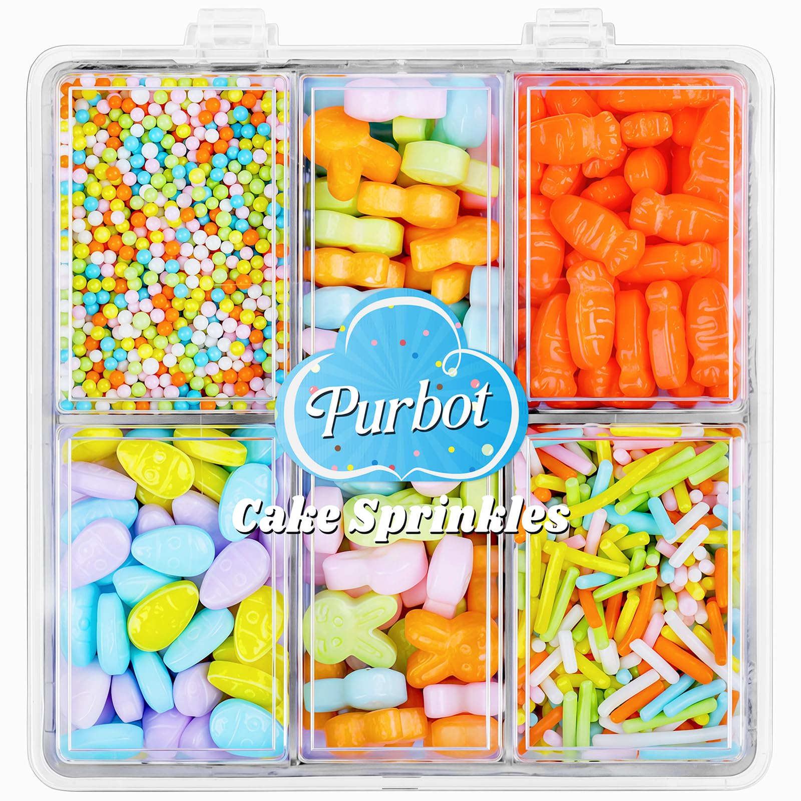 Easter Sprinkles Edible,130g/4.6oz Pastel Sprinkles for Cake Decorating with Easter Egg Carrot Bunny Jimmies and Nonpareils in 5