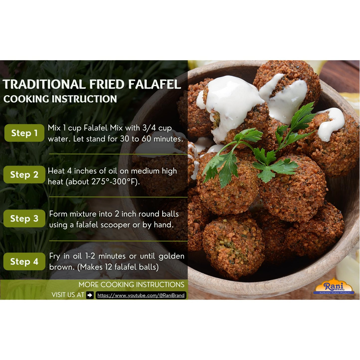 Rani Falafel Mix - Chickpeas & Spices Blend, Gluten Friendly, 20oz PET Jar, Non-GMO, Kosher, Product of USA