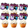 18Pcs Black Glitter Pink Roller Skates Dessert Cupcake Topper 80S 90S Retro Hip Hop Roller Skating Rolling Into 9 Theme Decor Su
