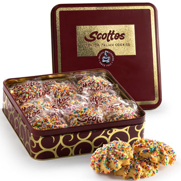 Scottos Cookies Assorted Chocolate Chip Cookies - Pack of 18, 8.5 x 8.5 x 2.3 inches, Gourmet Birthday Treats with Rainbow Sprinkles