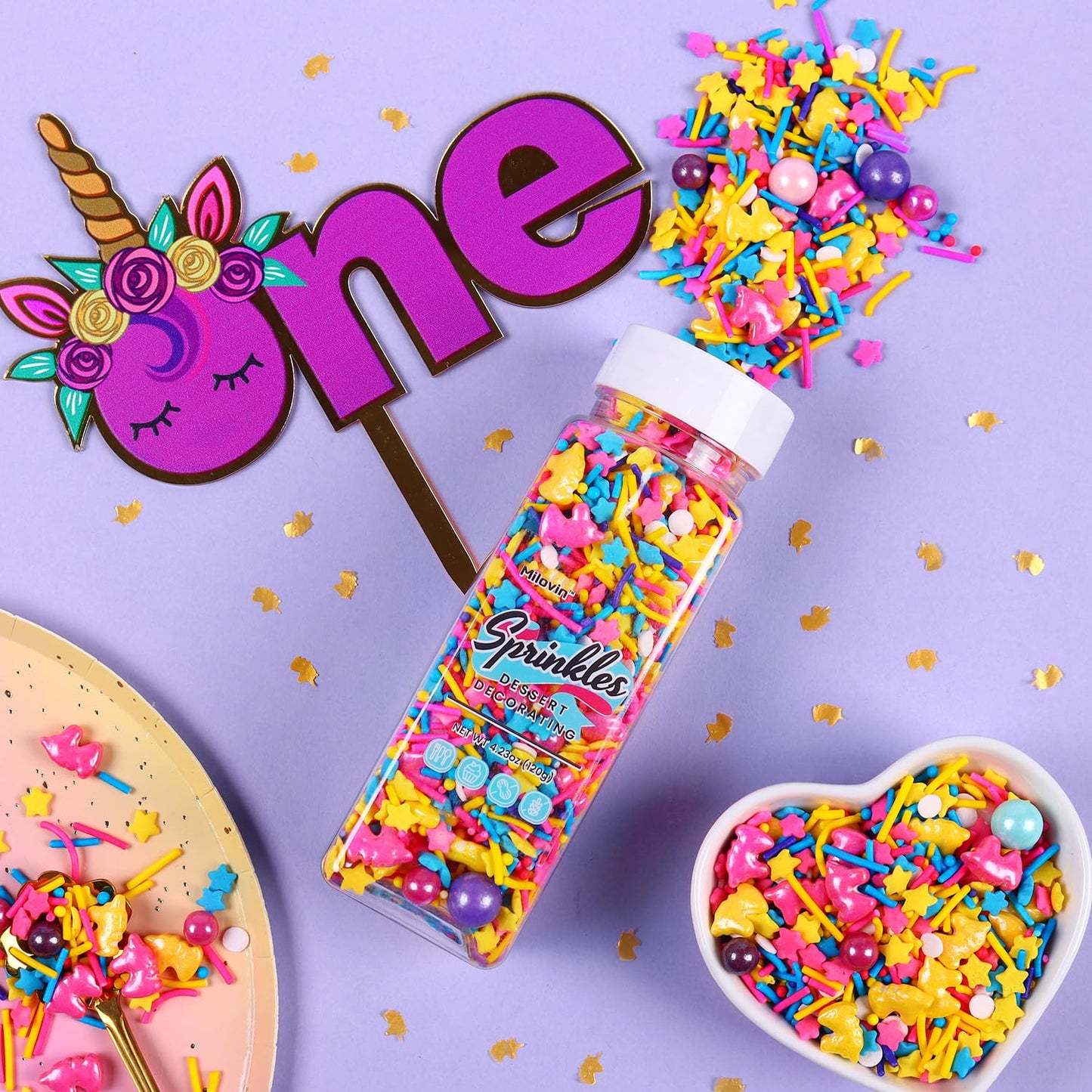 Edible Unicorn Sprinkles For Cake Decorating, Unicorn Sprinkles Mix, Perfect For Baking, Ice Cream, Macaron, Cookies, Cupcake An