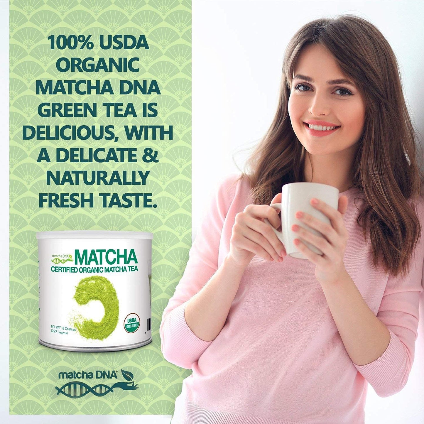 Matcha Dna Certified Organic Matcha Green Tea Powder (8 Oz Tin Can)