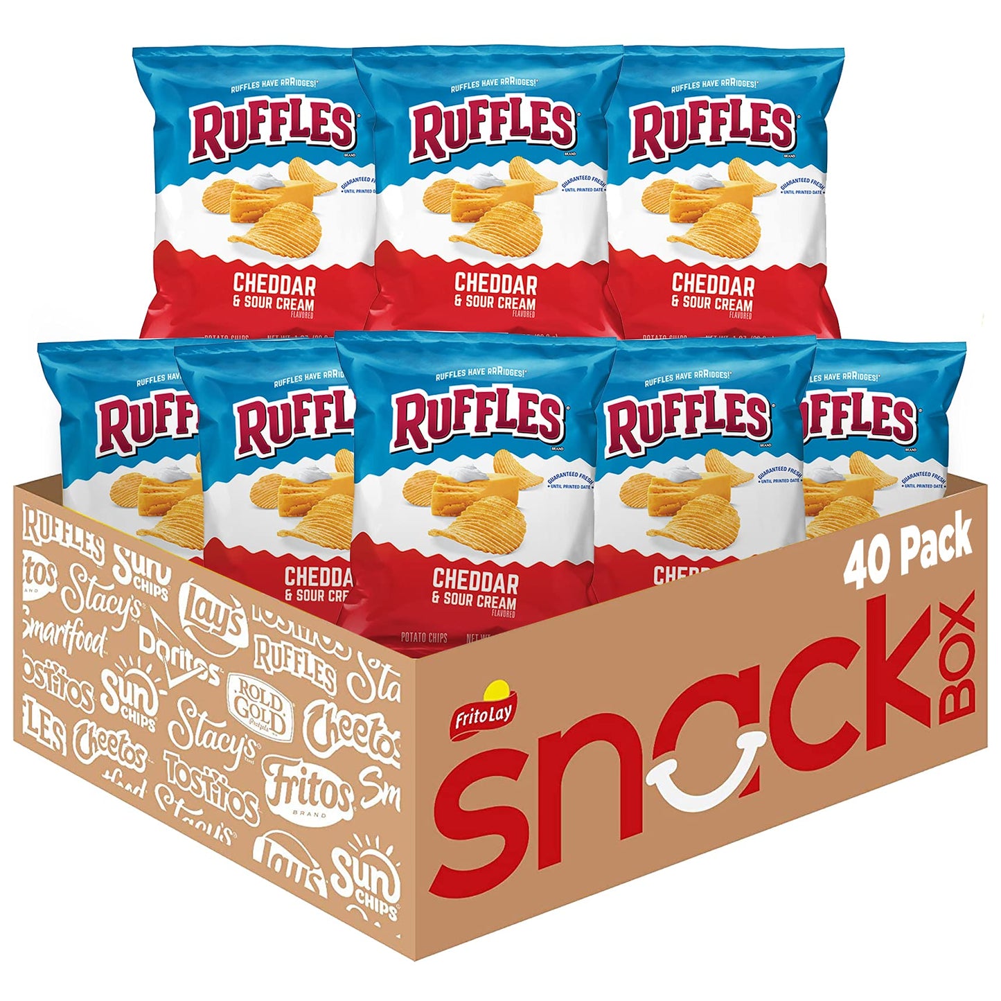 Ruffles Potato Chips, Cheddar Sour Cream, 1Oz (40 Count)