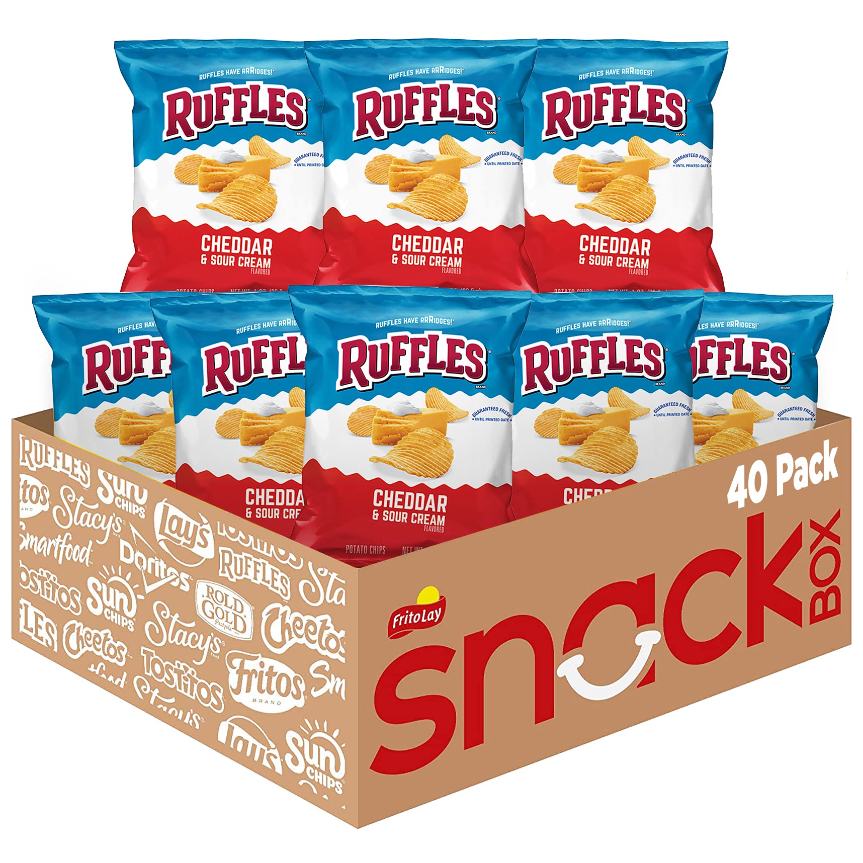 Ruffles Potato Chips, Cheddar Sour Cream, 1Oz (40 Count)