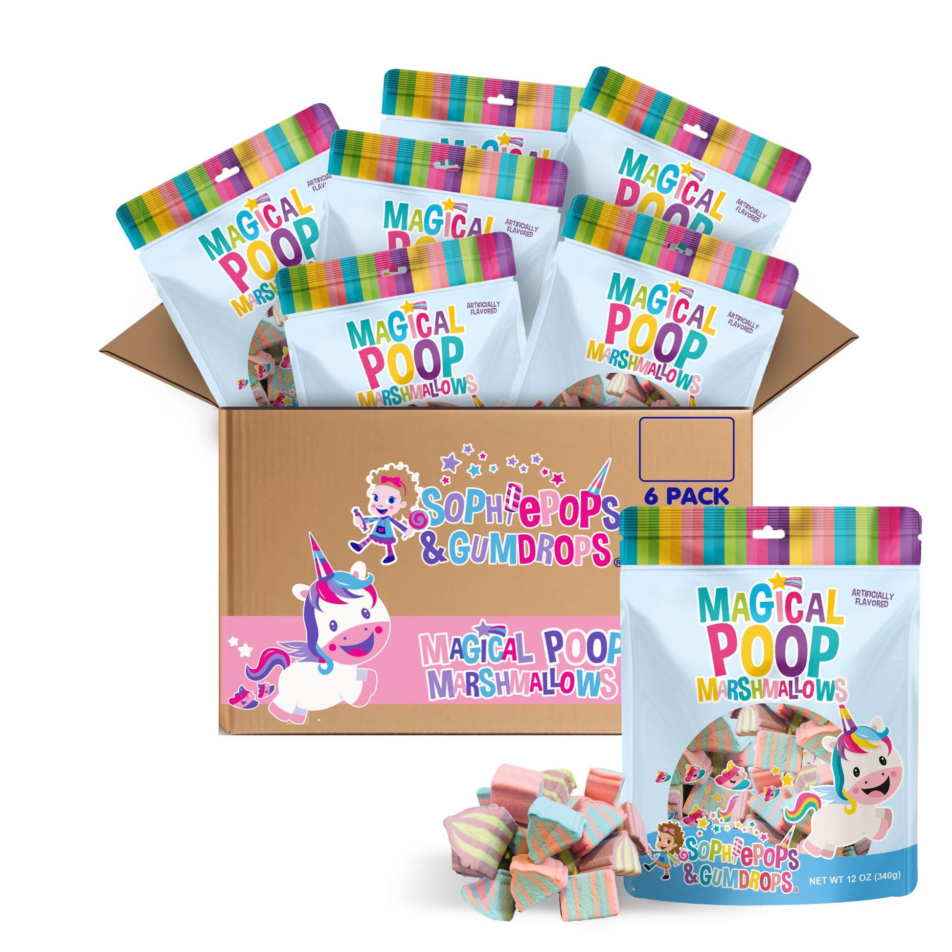 Sophiepops & Gumdrops Magical Unicorn Poop Marshmallows, Rainbow Marshmallow Candy for Easter or Any Party, Non-Fat, Nut and Glu