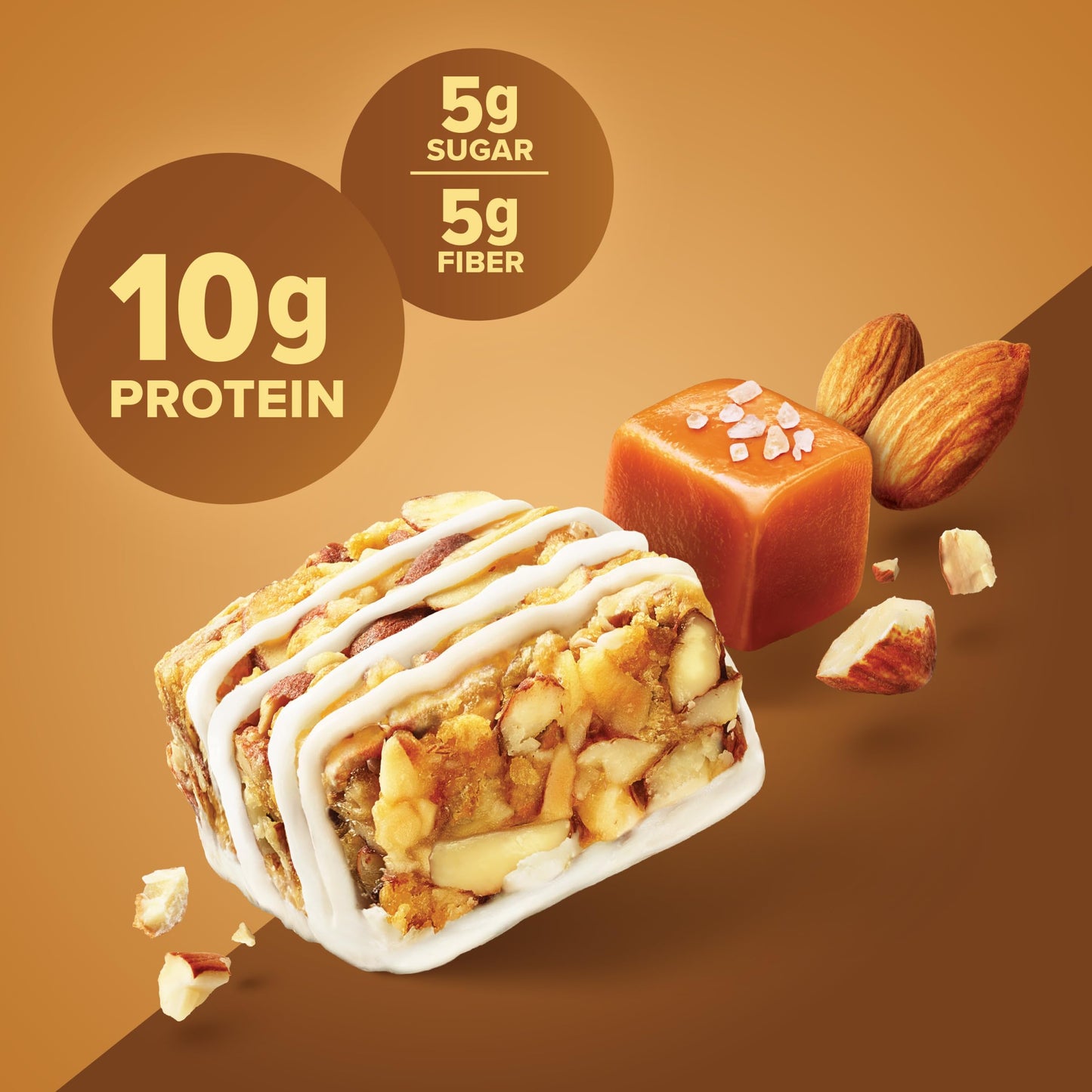 Pure Protein Nut Bars, Caramel Almond Sea Salt, 10G Protein, Gluten Free, Low Sugar, 1.65 Oz, 10 Pack (Packaging May Vary)