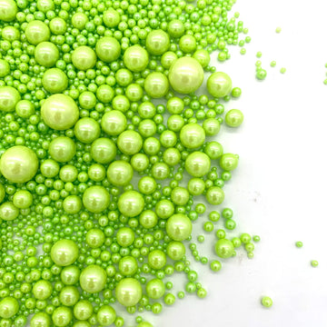 Weraru Edible Green Pearl Sugar Sprinkles Candy Mixing Size Baking Edible Cake Decorations Cupcake Toppers Cookie Decorating Cel
