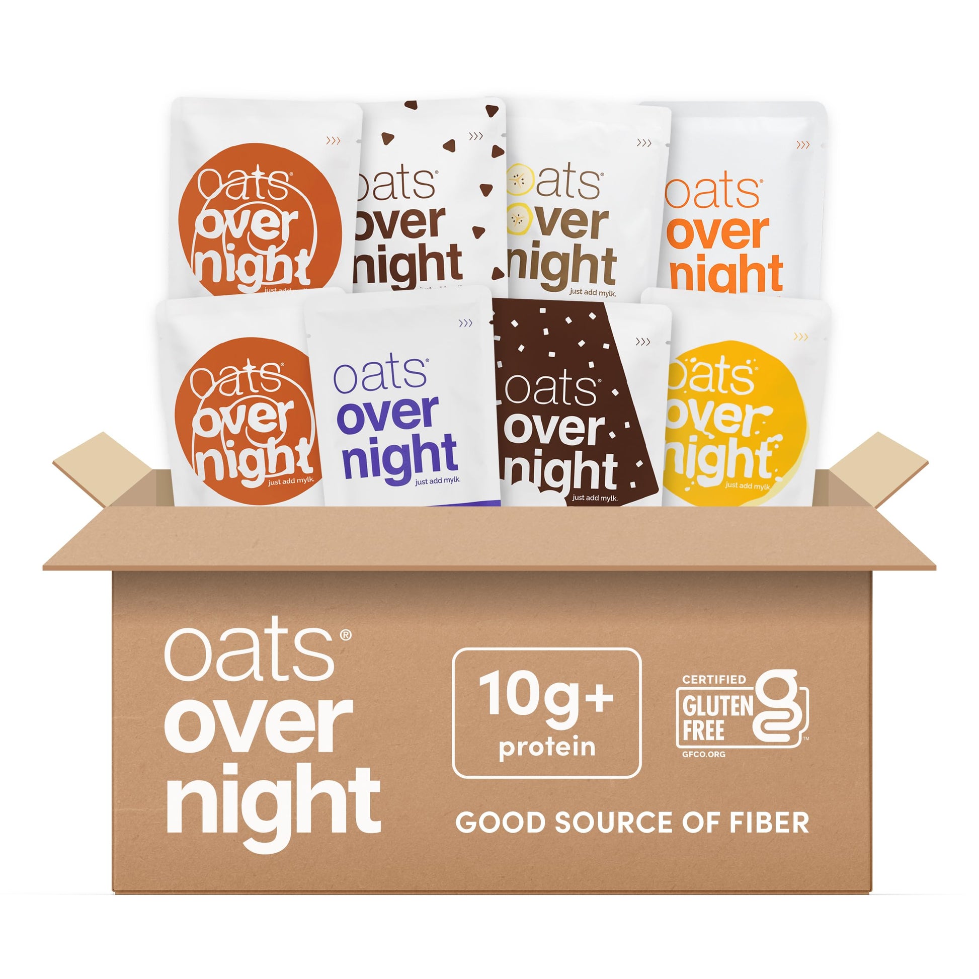 Oats Overnight Vegan Variety Pack - High Protein Oatmeal Shake - 24 Pack, Gluten Free, Non-GMO, Banana Bread & Blueberry Cobbler Flavors