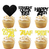 18pcs Black Gold Glitter Dessert Cupcake Pick for Straight Outta 1951 Cheer to 74 Years Old Theme Decor Supplies Happy 74th Birt