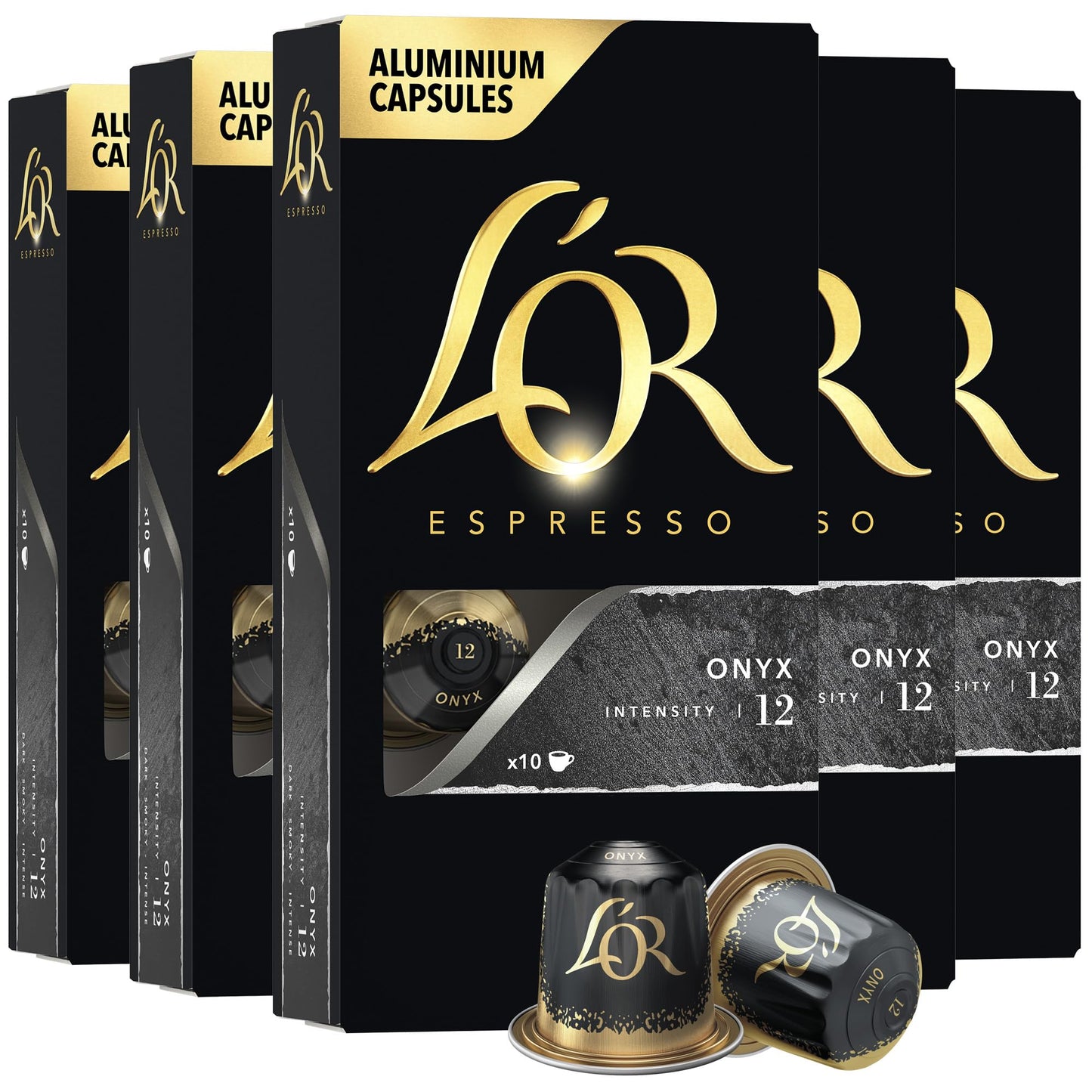 LOR Espresso Capsules, 50 Count, Espresso Onyx, Aluminum Coffee Capsules, Compatible with LOR BARISTA & Nespresso Original Machines