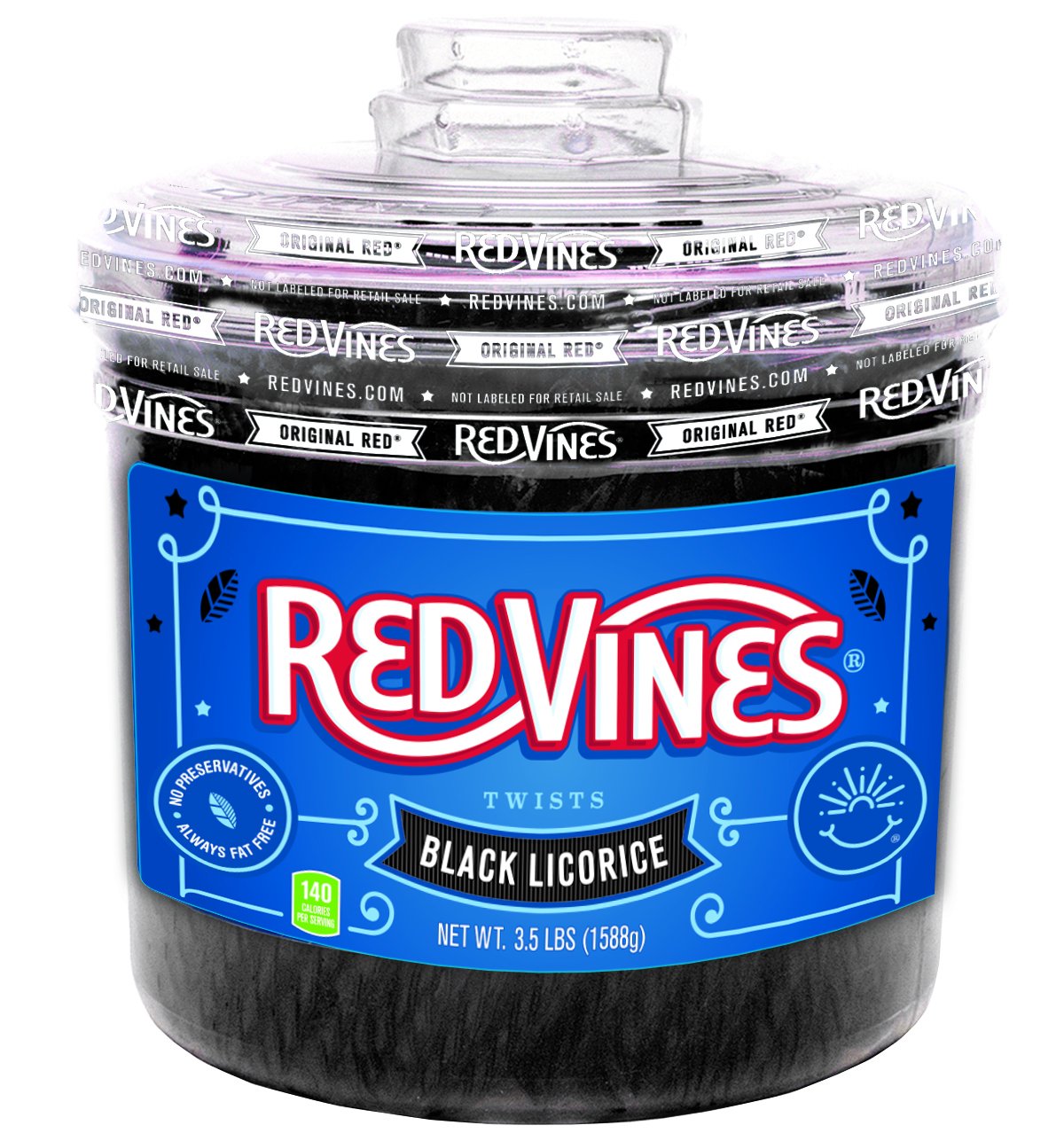 Red Vines Twists, Black Licorice Flavor, 3.5Lb Bulk Tub, Old Fashioned Soft & Chewy Candy