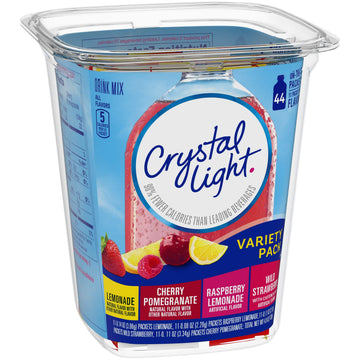 Crystal Light Powdered Drink Mix Variety Pack, 44 On-the-Go Packets, Lemonade & Berry Flavors, 4.8 Ounce, Pink