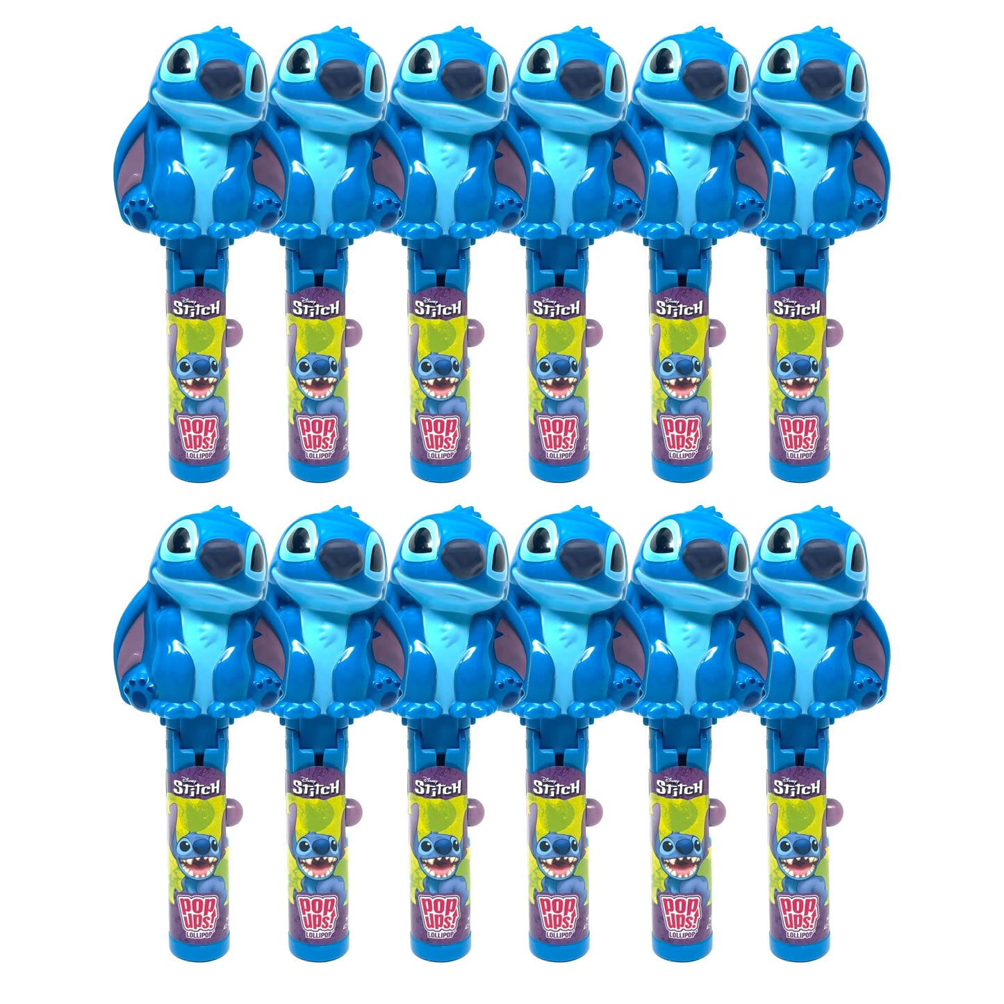 Pop Ups! Stitch Lollipop Holder - 12 Lollipops With Cases - Individually Wrapped Candy Party Favors - Lilo & Stitch Candy - Bulk