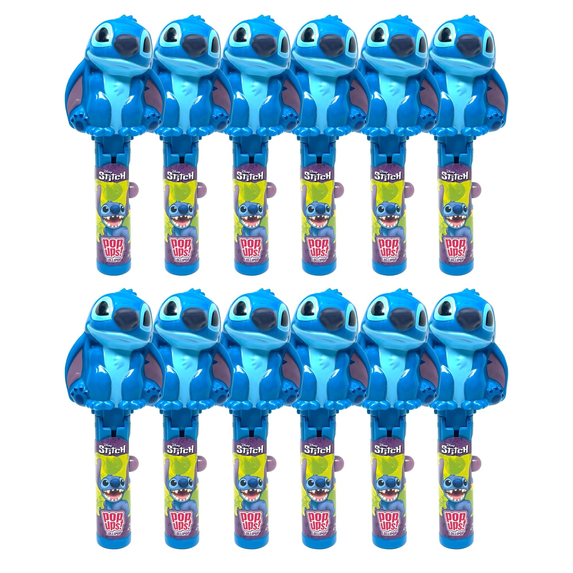 Pop Ups! Stitch Lollipop Holder - 12 Lollipops With Cases - Individually Wrapped Candy Party Favors - Lilo & Stitch Candy - Bulk