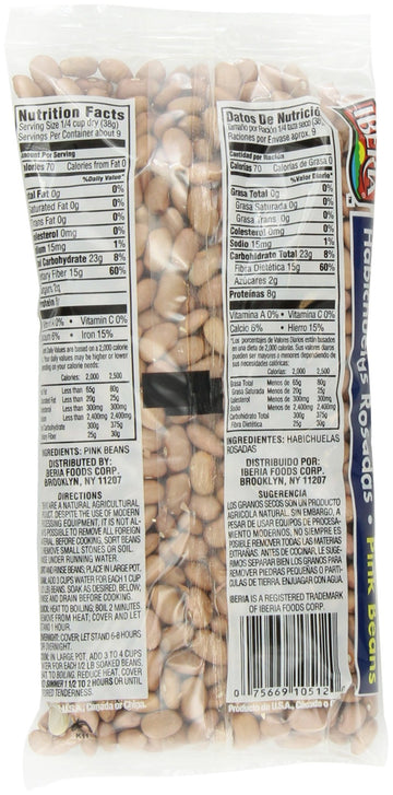 Iberia Pink Beans, 12 Oz (Pack Of 24) Individually Portioned Dry Pink Beans Bags, Pale Brownish-Pink Beans, Rich In Fiber, Iron,