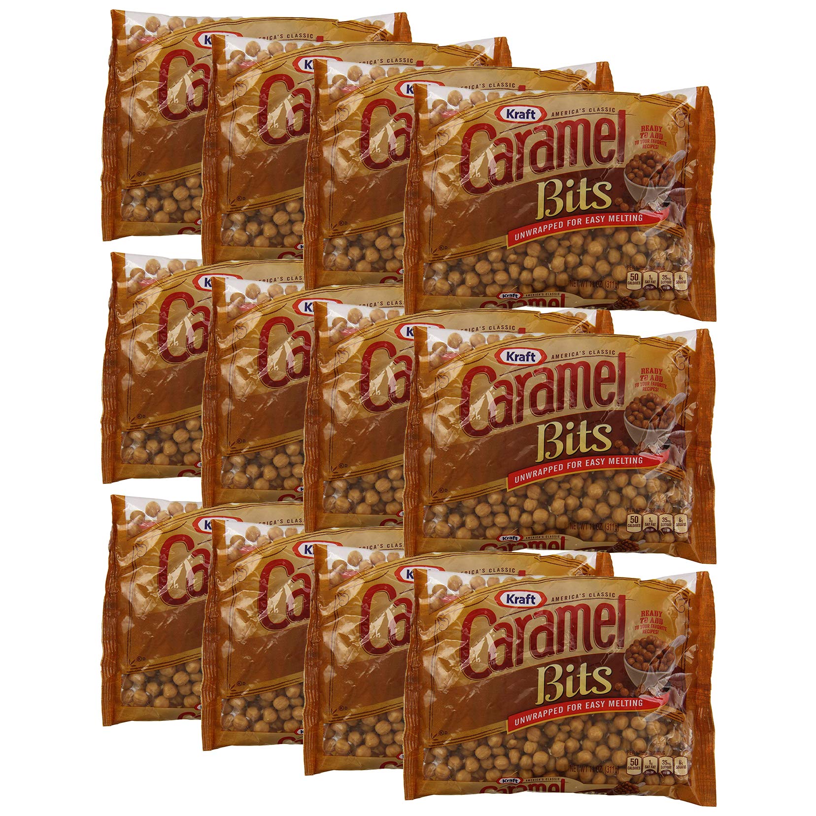 Kraft Caramels Unwrapped Candy Bits Snack Bag (11 oz Bags, Pack of 12)