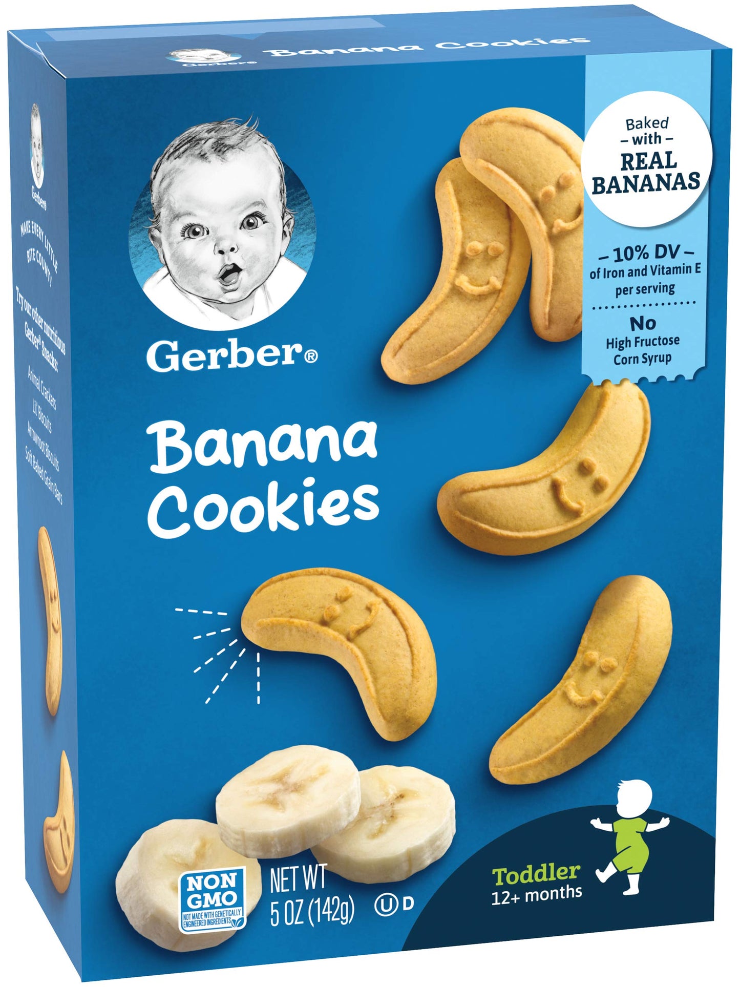Gerber Toddler Cookies, Banana Cookies, Baked With Real Bananas, Non Gmo Cookies For Toddlers, 5 Ounce Box (Pack Of 5)