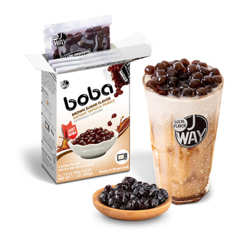 J WAY BOBA Authentic Instant Tapioca Boba Pearls, Brown Sugar Flavor, 4 Servings, Ready in 20 Seconds