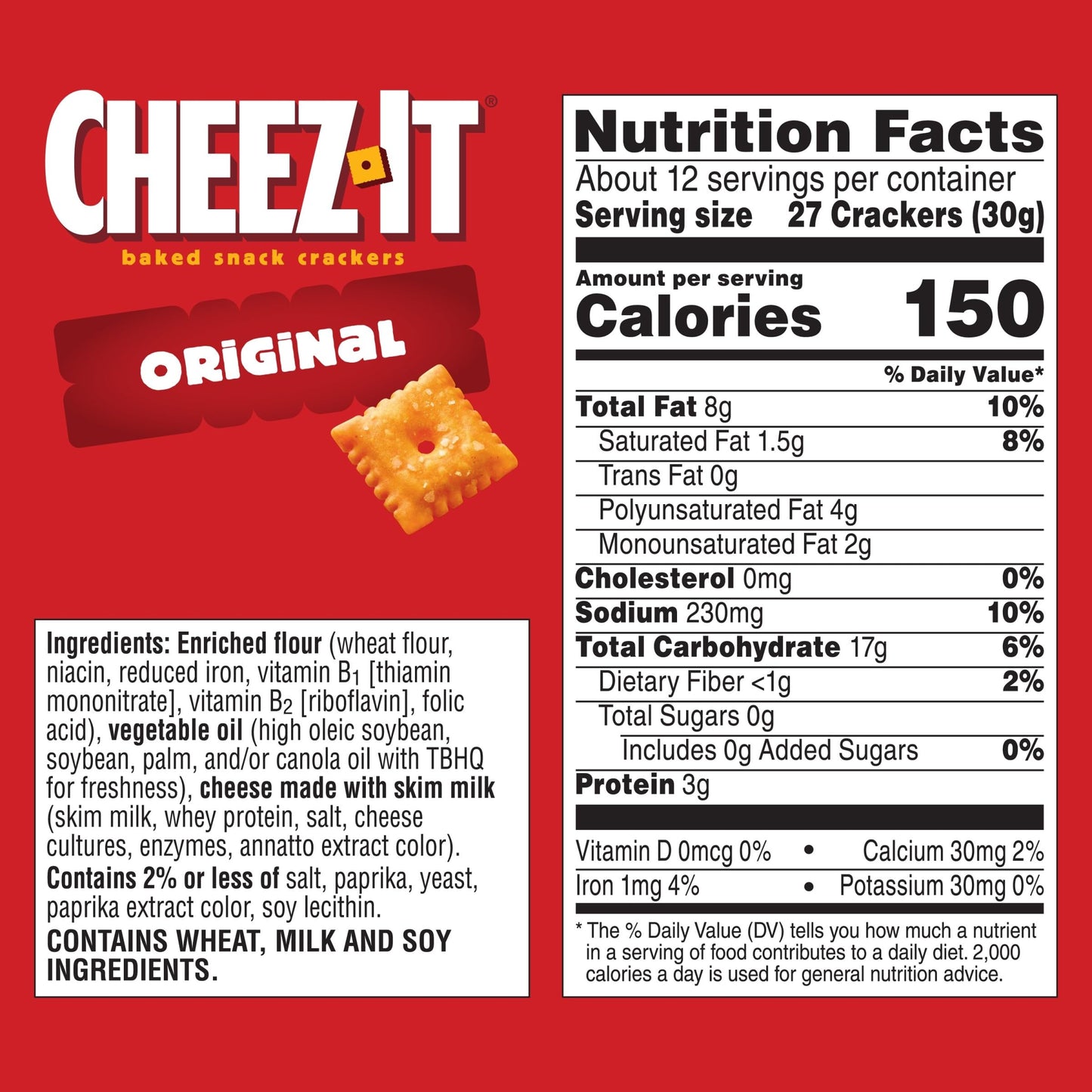 Cheez-It Cheese Crackers, Baked Snack Crackers, Lunch Snacks, Original, 12.4oz Box (1 Box)