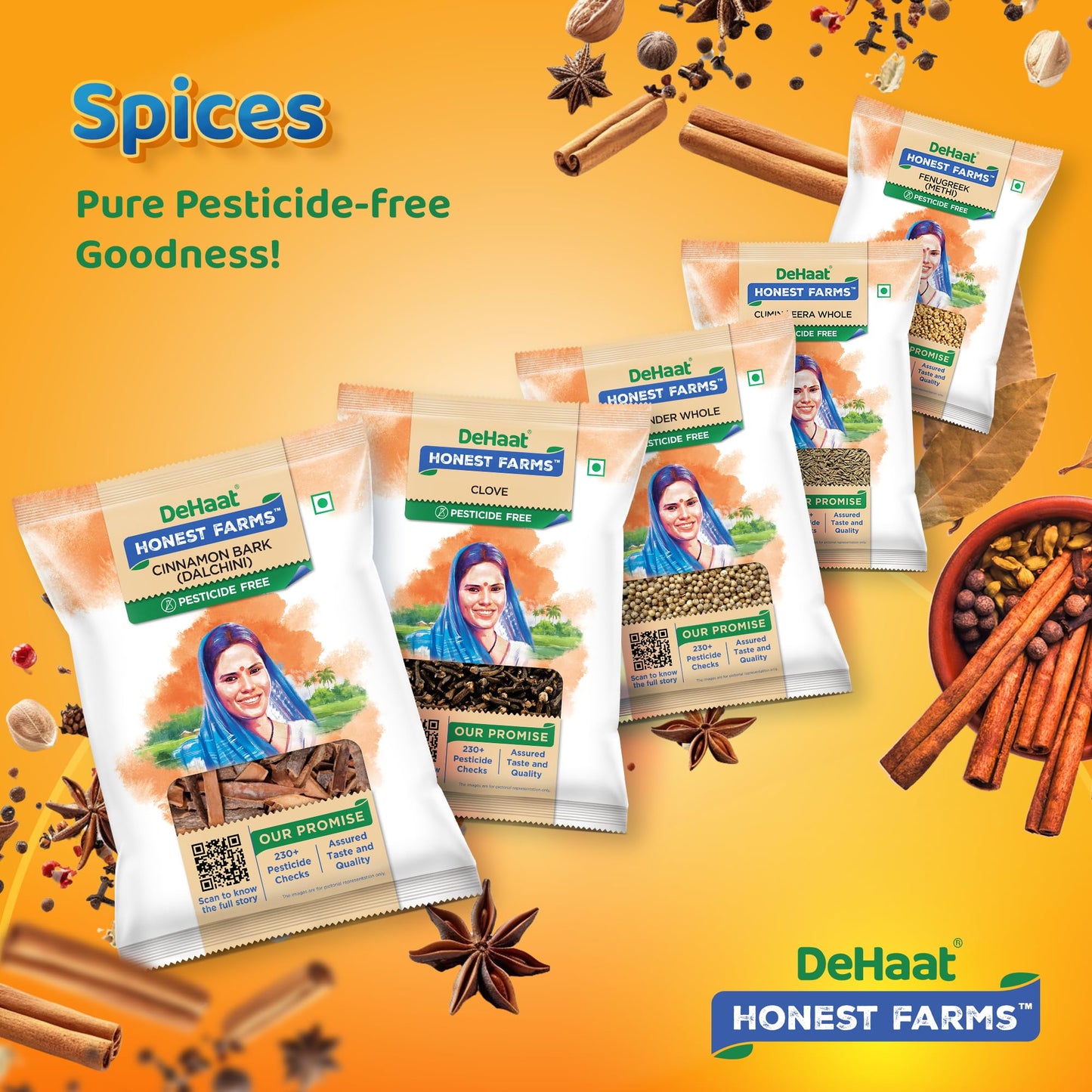 Dehaat Honest Farms Organic Whole Cloves (Laung) | Aromatic & Handpicked Spice For Cooking, Baking, Tea, Curries & Pickles | Fre