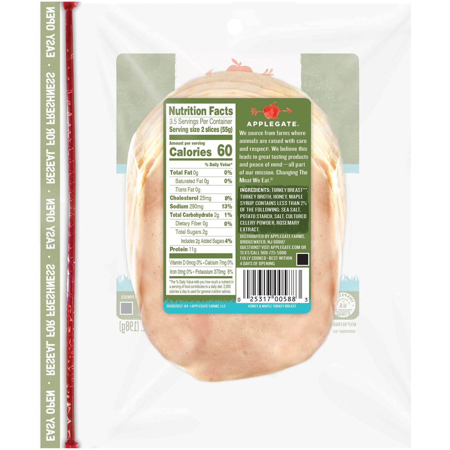 Applegate, Natural Honey & Maple Turkey Breast Sliced, 7oz