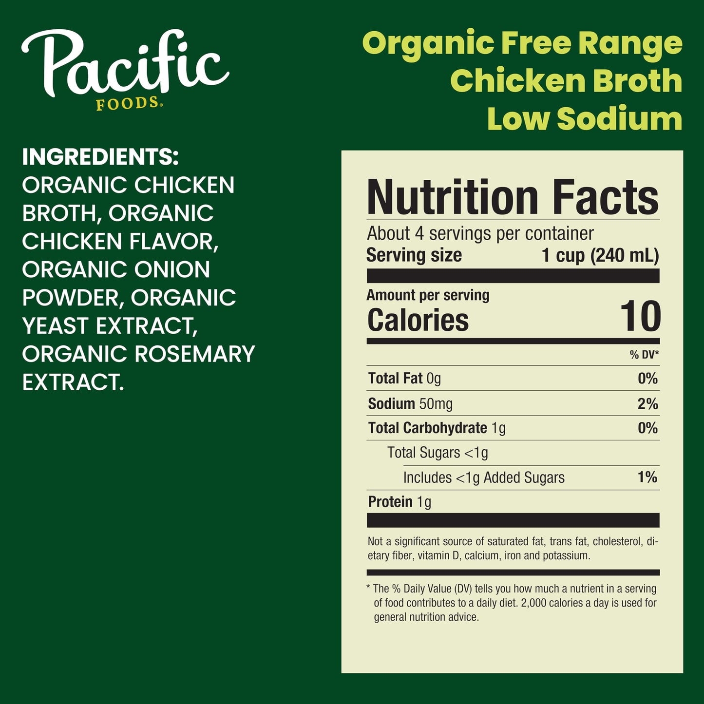 Pacific Foods Low Sodium Organic Free-Range Chicken Broth, 8 Oz Carton (4 Pack) (Case Of 6)