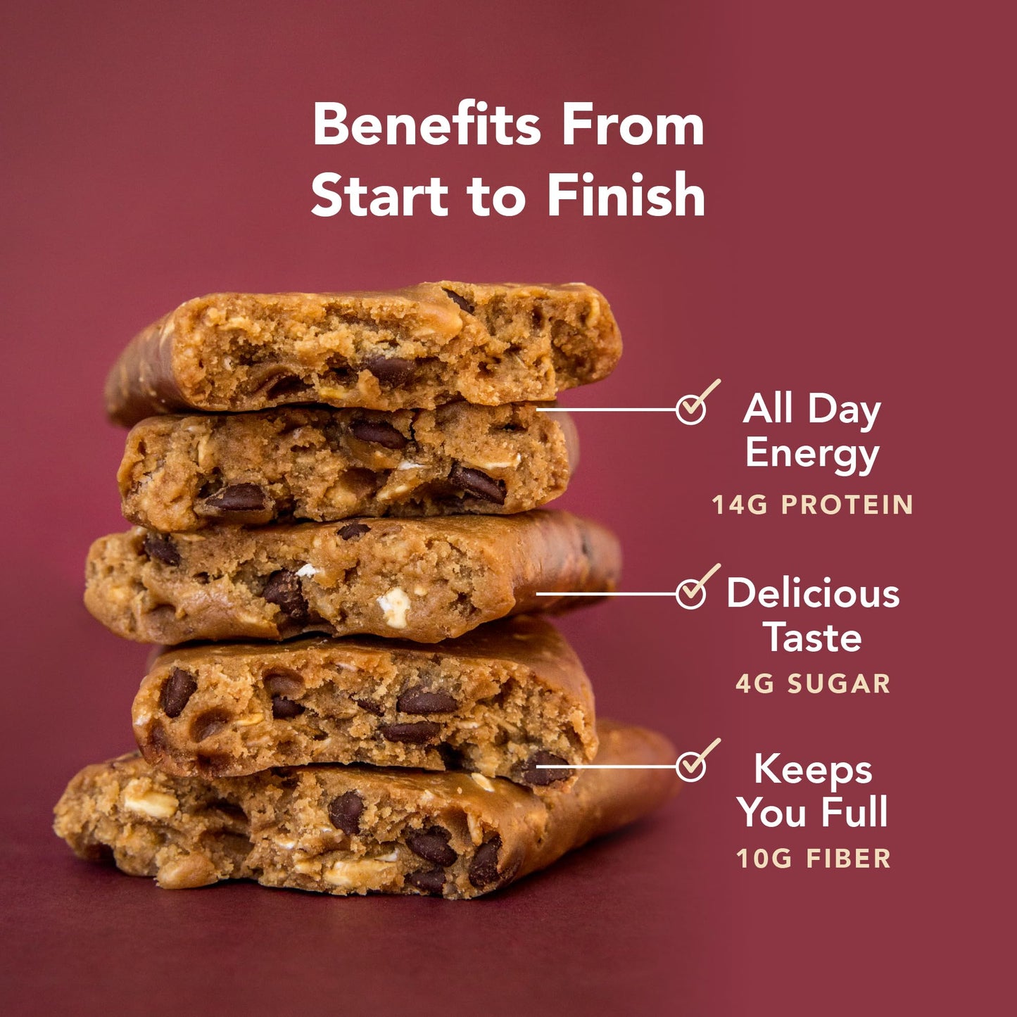 ALOHA Organic Plant Based Protein Bars, Oatmeal Chocolate Chip, Vegan, Gluten-Free, Low Sugar, 1.9oz, 12 Count