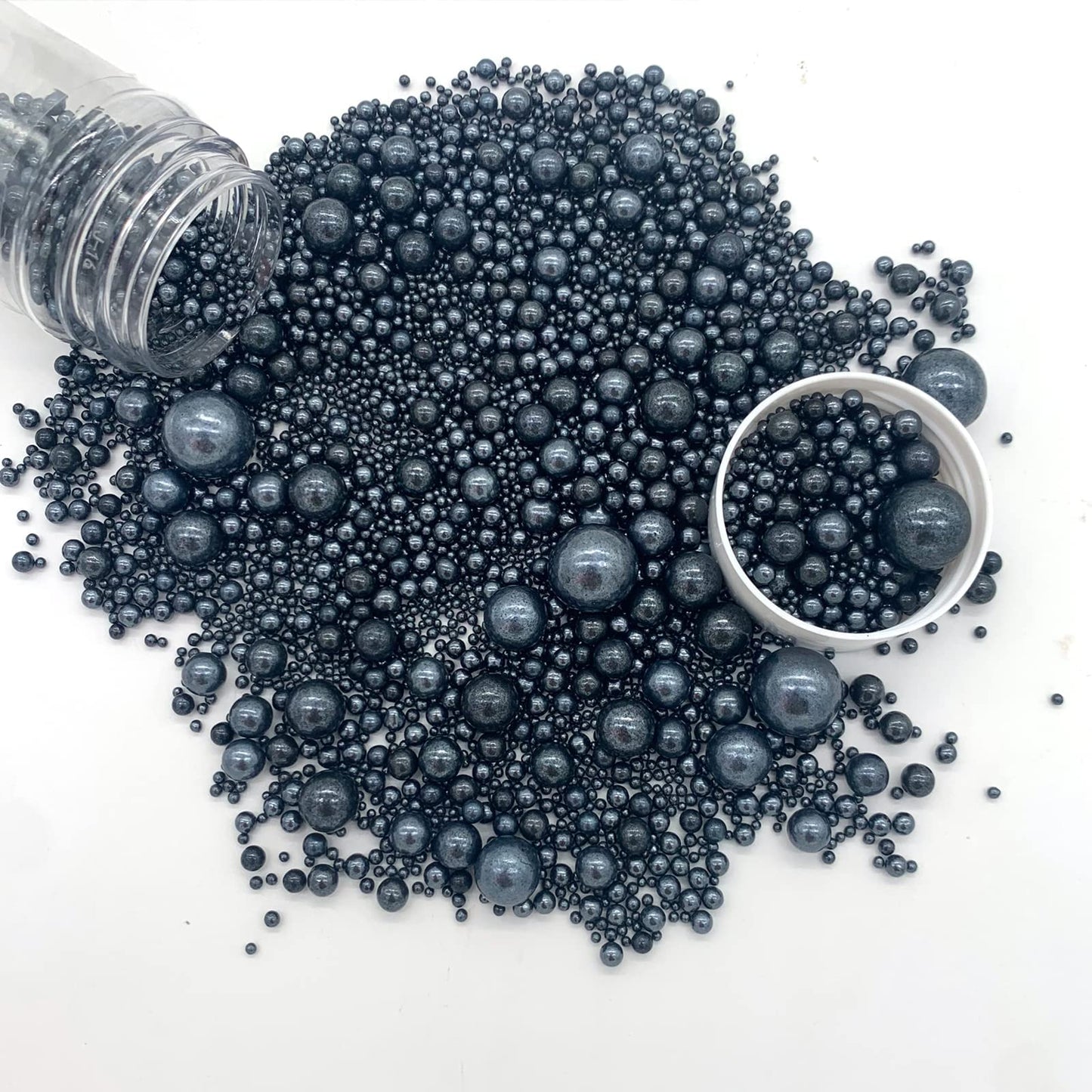 Weraru Edible Black Pearl Sugar Sprinkles Candy Mixing Size Baking Edible Cake Decorations Cupcake Toppers Cookie Decorating Cel