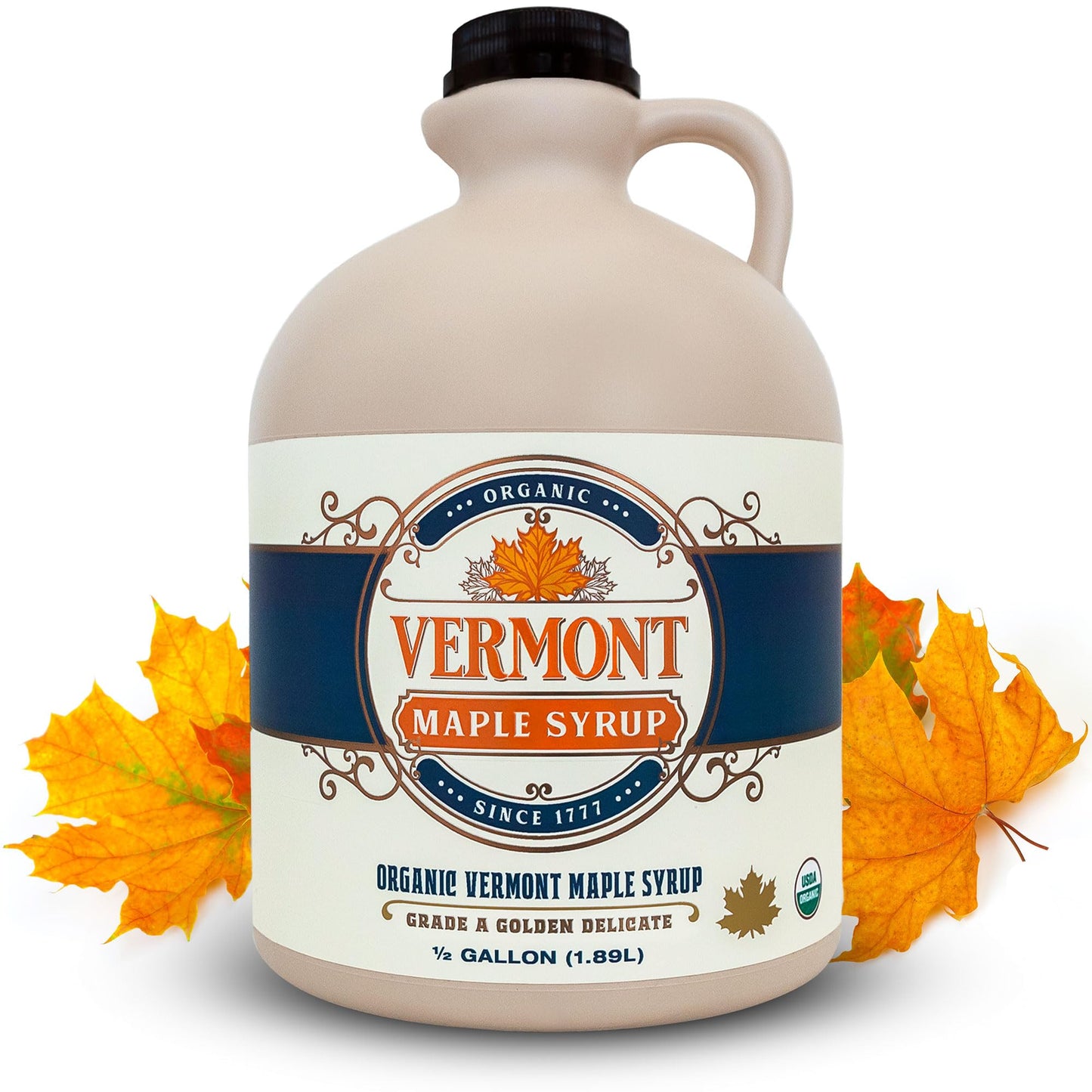 Vermont Maple Syrup - 64 Oz High Standard  Golden Delicate Organic Maple Syrup - 100% Pure And Authentic Maple Syrup For Pancakes  Waffles And More - Nut Free  Gluten Free  Vegan  Paleo