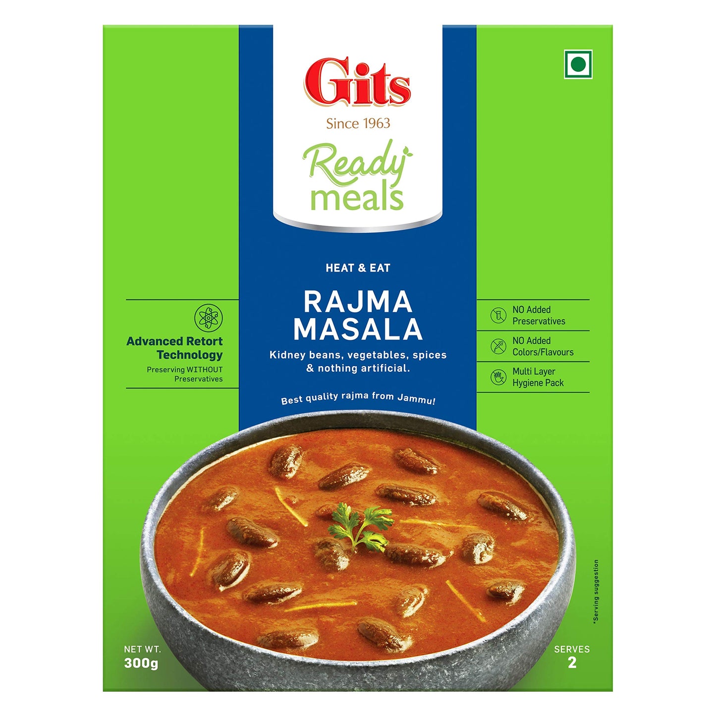 Gits Ready To Eat Rajma Masala, Pure Veg Heat And Eat Indian Meal, Microwaveable, 300G