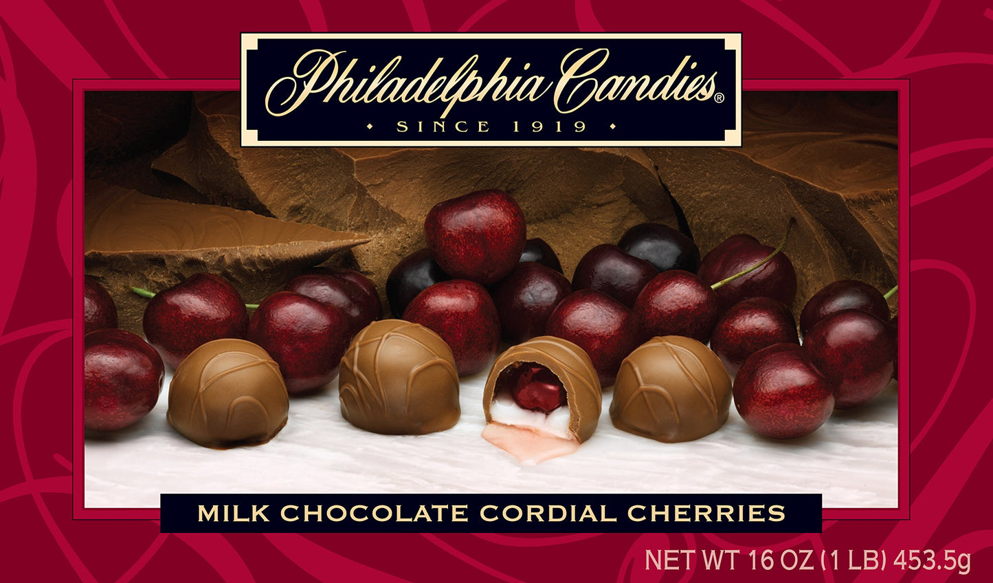 Philadelphia Candies Milk Chocolate Covered Cordial Cherries with Liquid Center, 1 lb