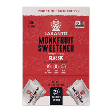 Lakanto Classic Monk Fruit Sweetener with Erythritol Packets - White Sugar Replacement - Classic (3g - 300 Count)