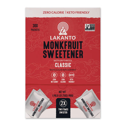 Lakanto Classic Monk Fruit Sweetener with Erythritol Packets - White Sugar Replacement - Classic (3g - 300 Count)