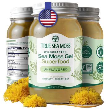 TrueSeaMoss Sea Moss Gel - Made in USA - Wildcrafted Seamoss, Dried Seaweed & Jarred Vegetables - Original, Pack of 1 (Labels ma