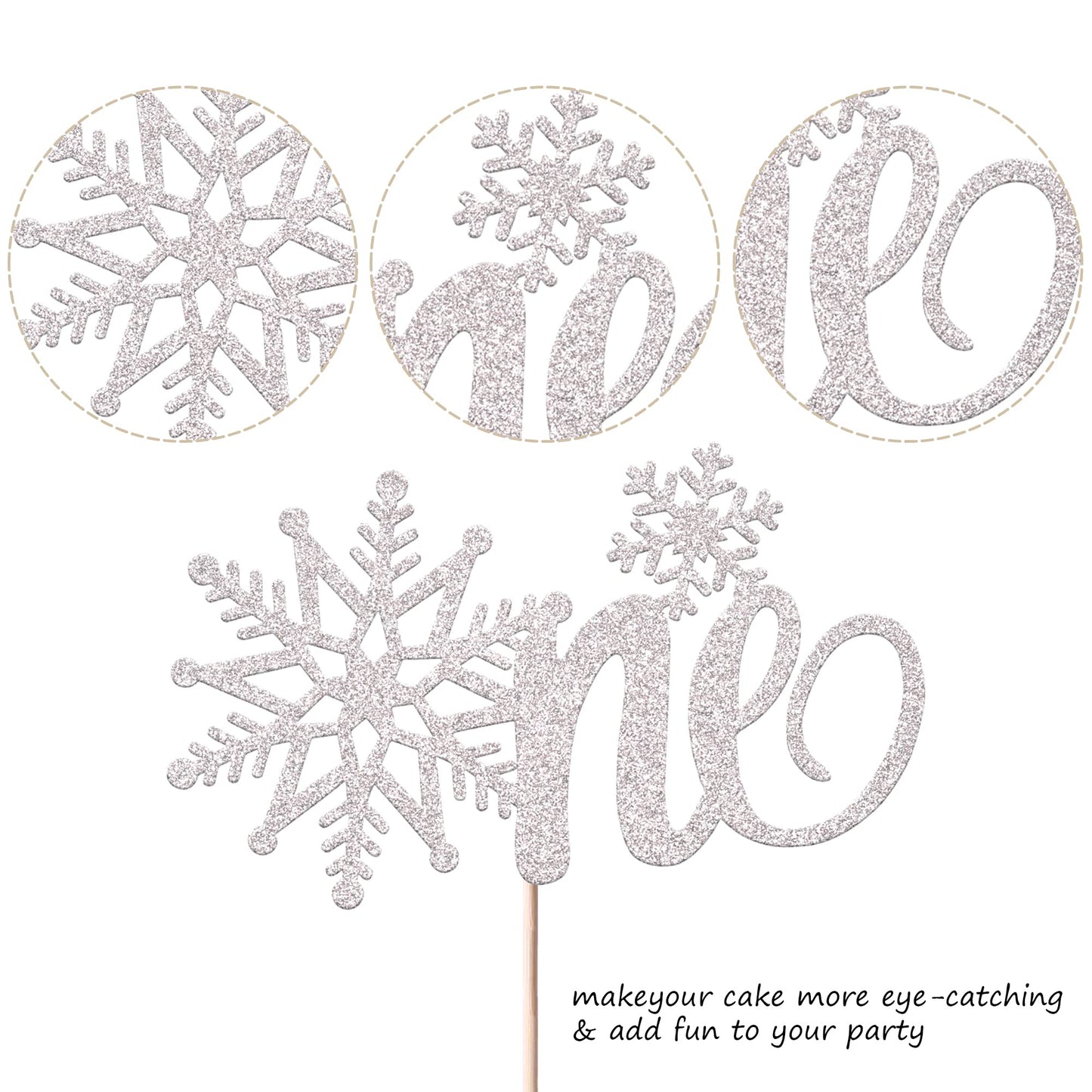 Rssta i Snowflake Cake Topper Glitter First Birthday Decorations W 5.8 H 8.2 Silver Design 2 Model xm139-silver