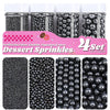 Black Pearl Sprinkles for Cake Decorating, 11.3 Oz Edible Pearls Sugar Large Capacity 4 Jars Set for Baking Cookie Ice Cream Cup